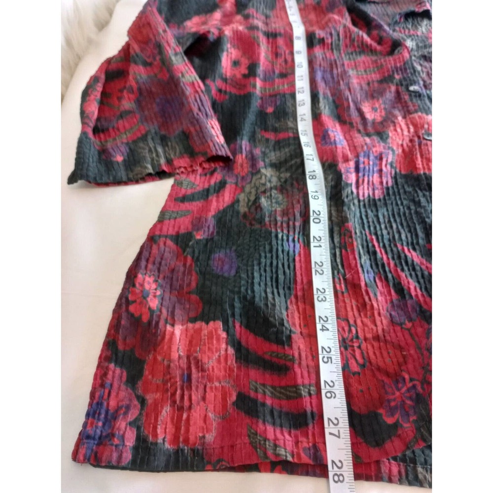 Chico’s design blouse Silk Size 3 XL Vtg Long Sleeves Buttoned 3/4 Sleeve Floral - Picture 10 of 10